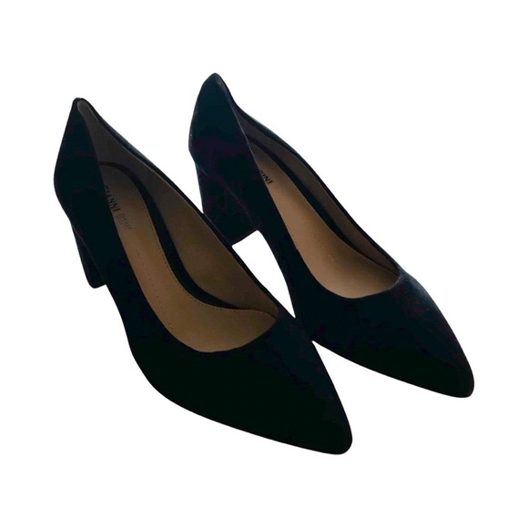 NEW GIANNI BINI Kaislie Pumps Pointy Toe Leather Suede Block Heel Shoes 9M - Picture 2 of 5